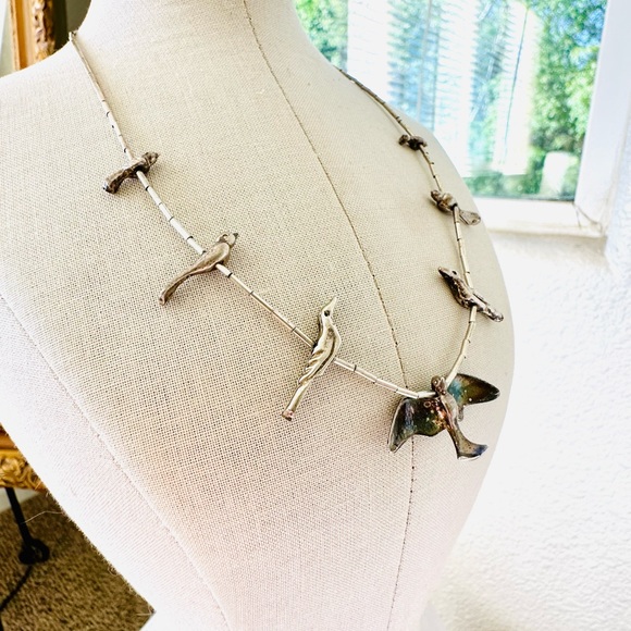 Vintage Sterling Silver Sterling Fetish Bird Necklace - Picture 8 of 10